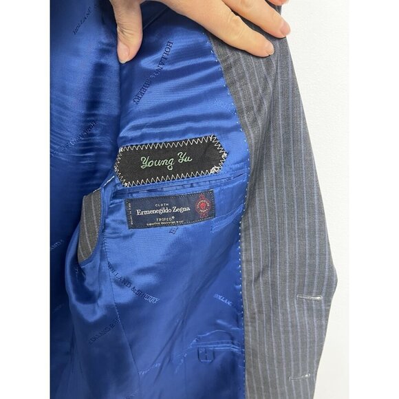 Ermenegildo Zegna Fabric Striped men's sports Jacket blazer grey Sz S/M - Picture 6 of 15